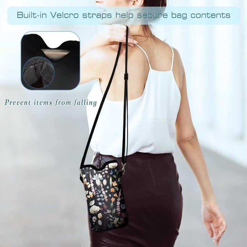 FREZORA Cell Phone Sleeves Bag Case Crossbody Neoprene Holder Lanyard Phone Pouch for Women Men 7.5 X 4.5 Inches - Flowers - Image 5